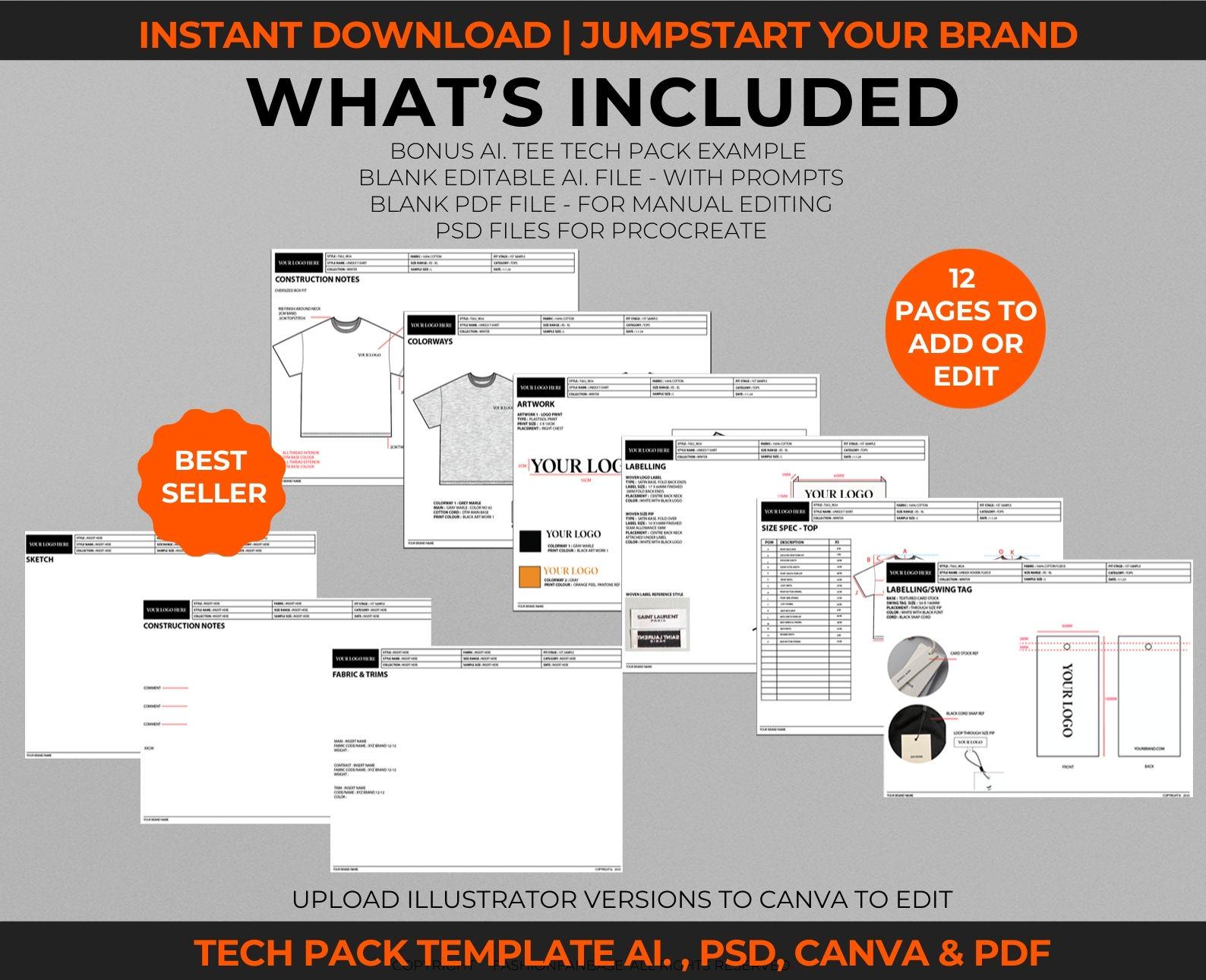 700+ Clothing Brand Mockup Pack Streetwear Vector + Tech Pack Template ...