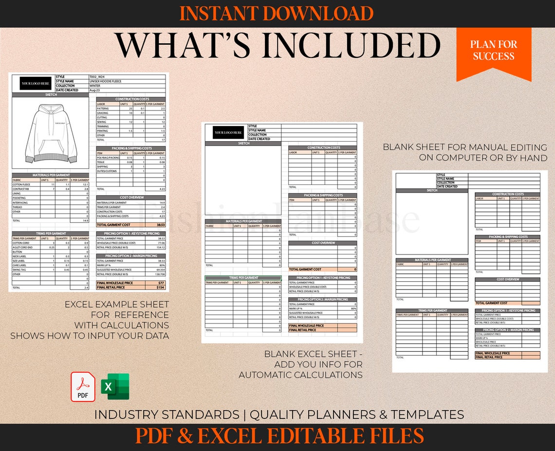 Apparel Cost Sheet Template Garment Cost Sheet Template Fashion Cost