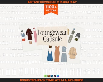1100+ Loungewear Vectors Sleepwear Mockup Athleisure Clothing Templates Pyjama Design Templates Tech Pack Template Clothing Brand Design Kit