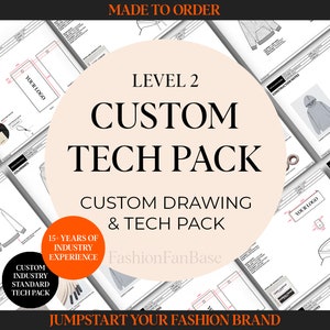 Fashion Tech Pack Custom Fashion Tech Pack Designer Fashion Template - Level 2 - Made to Order Custom Tech Pack Freelance Fashion Designer