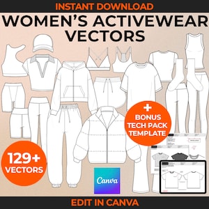 Activewear Streetwear Vector Canva Mockup Fashion Tech Pack Template Clothing Vector Fashion Design Template Fashion Drawing Fashion Vector
