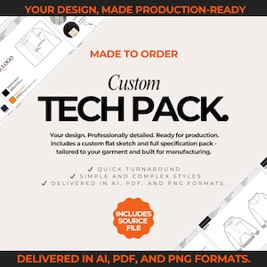 Maßgeschneiderte Mode Tech Pack Modedesigner Tech Pack Fashion Tech Pack Vorlage auf Bestellung Tech Pack für die Fertigung - Stufe 1