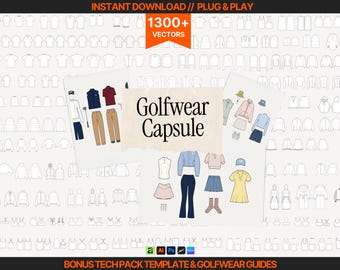1300+ Golfwear Vector Pack Country Club Clothing Mockups Driving Range Templates Athleisure Tech Pack Template Clothing Brand Design Kit