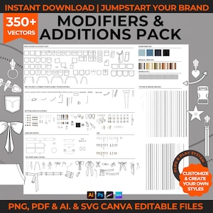 Más de 350 modificadores y adiciones de ropa urbana Maqueta de ropa de calle Vector Plantilla de paquete de tecnología plana de moda Sudadera con capucha Vector Boceto de moda digital