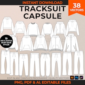 Tracksuit Vector Streetwear Mockup Sweatpant Vector Hoodie Drawing Fashion Tech Pack Template Fashion Template Fashion Sketch