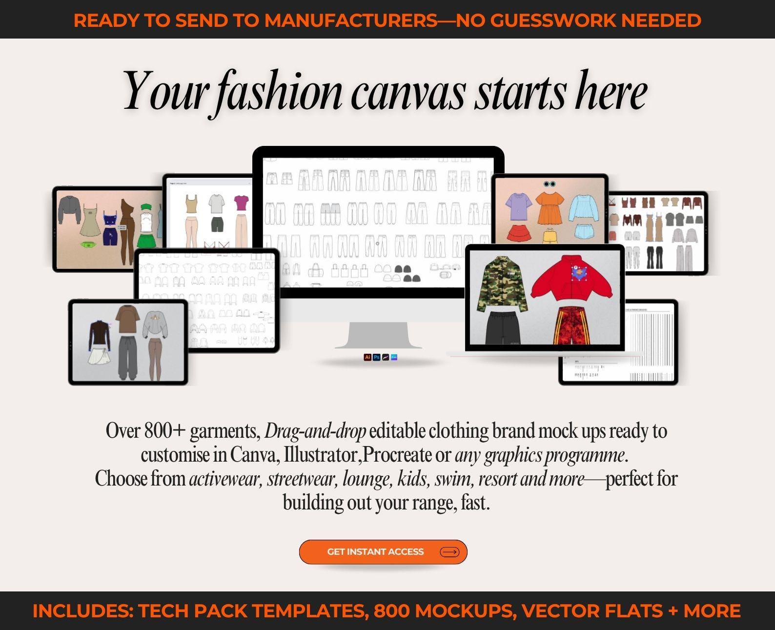 Fashion Brand Toolkit Clothing Brand Mockup Kit Tech Pack Template