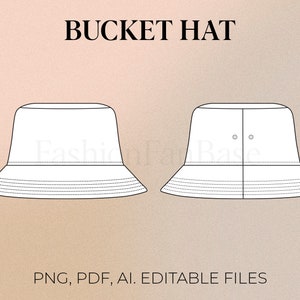 Bucket Hat Drawing Hat Fashion Flat Streetwear Drawing Tech Pack Template Clothing Design Fashion Design Hat Clothing Template