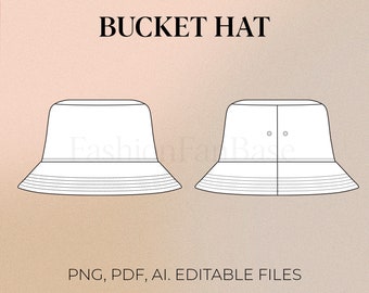 BUCKET HAT Fashion Flat Sketch Fashion Vector Sketch Technical