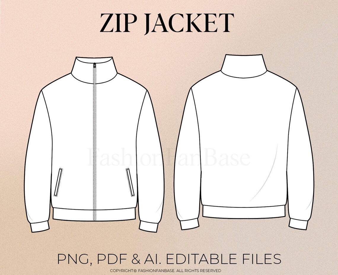 Zip up Jacket Tech Drawing Sweater Drawing Streetwear Tech Pack ...