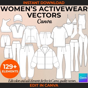 Activewear Canva Mockup Streetwear Vector Fashion Tech Pack Template Clothing Vector Fashion Design Template Fashion Drawing Fashion Vector