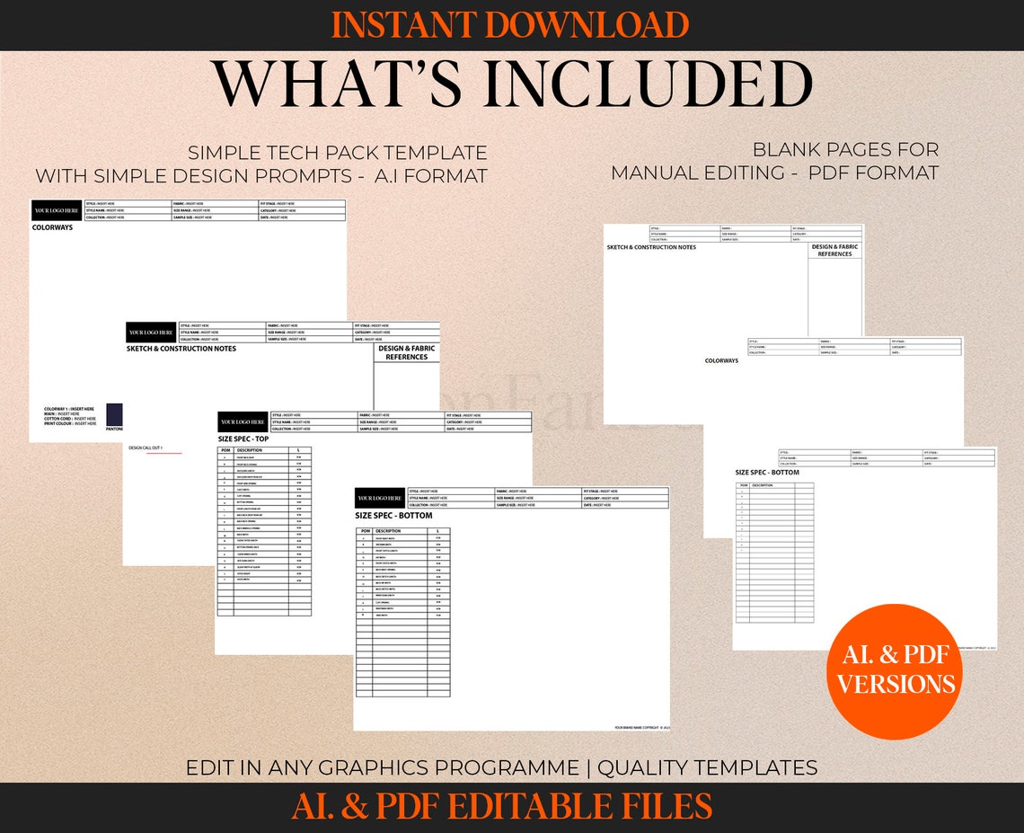 Simple Tech Pack Template Fashion Tech Pack Template Kit Hoodie Tech ...