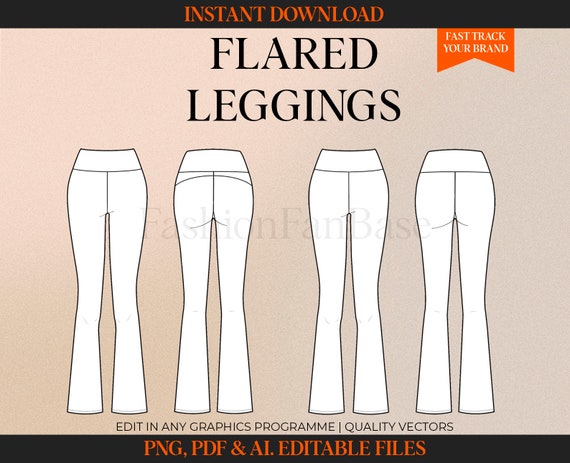 Flared Legging Drawing Yoga Legging Vector Yoga Pants Activewear Fashion  Flats Fashion Design Template Tech Pack Template Sportswear Design -   Canada
