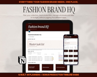 Fashion Brand HQ Notion Template Clothing Brand Planner Fashion Business Planner Production Timeline Guide Collection Planner Buyer CRM