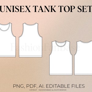 Unisex Tank Tech Drawings Tank Top Fashion Flat Singlet Drawing Streetwear Tech Pack Template  Clothing Design Fashion Design AI. PDF
