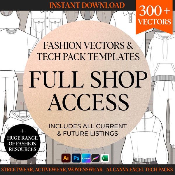 Streetwear Vector Fashion Tech Pack Template Fashion Design Templates Fashion Drawings Fashion Sketches Clothing Mock Ups Clothing Vector