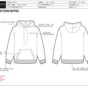 Fashion Tech Pack Template Canva Tech Pack Template Hoodie Tech Pack Sweatshirt Drawing Canva Template Fashion Design Techpack techpack template Sweatshirt Drawing
