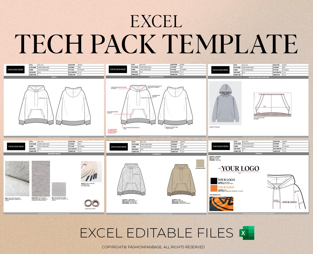 Fashion Tech Pack Template Excel 14 Page Tech Pack Excel Etsy Fashion Tech Pack Template Excel 14 Page Tech Pack Excel Etsy