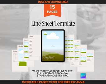 Wholesale Line Sheet Template Canva Editable Clothing Catalogue Fashion Lookbook Product Catalog Price List Order Form Small Business Kit