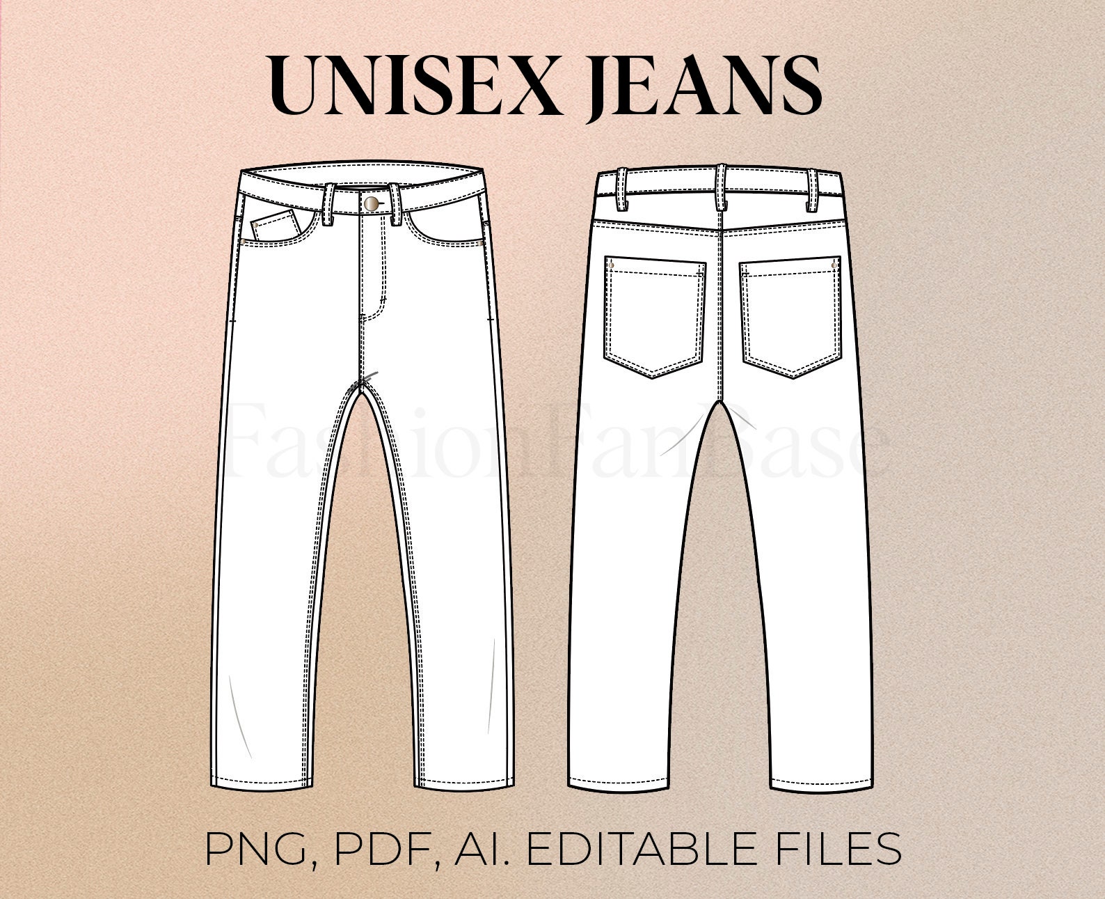 Classic Jeans Drawing Unisex Fashion Flat Streetwear - Etsy