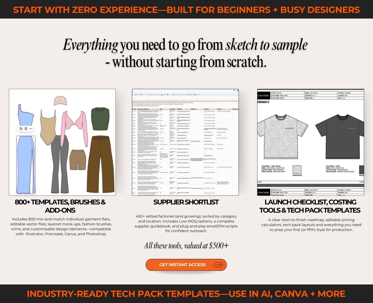 Fashion Brand Toolkit Clothing Brand Mockup Kit Tech Pack Template