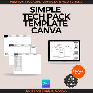 Simple Fashion Tech Pack Template Canva Tech Pack Template Canva Template Fashion Design Techpack Template Canva