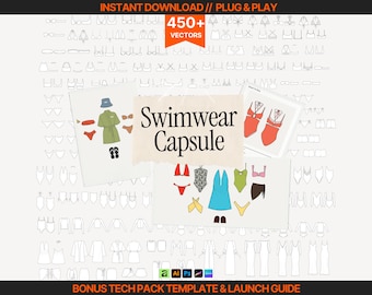 450+ Swimwear Vector Bikini Mockups Clothing Templates Swimwear Design Templates Tech Pack Template Clothing Brand Design Kit
