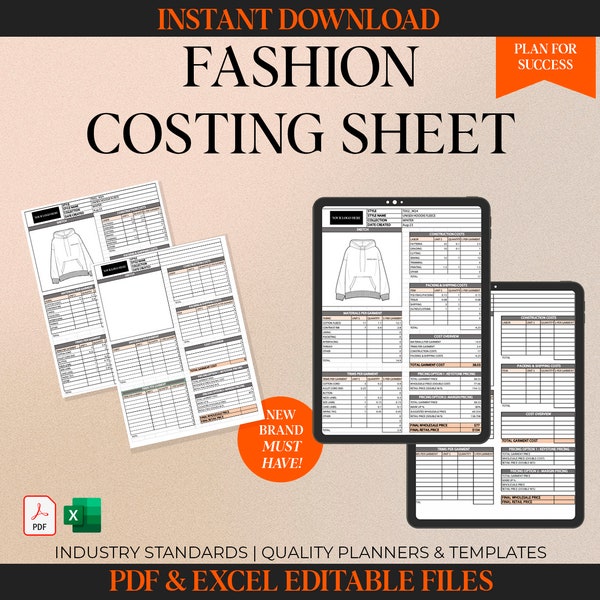 Apparel Cost Sheet Template Garment Cost Sheet Template Fashion Cost Sheet Product Cost Sheet  Fashion Design Templates Tech Pack Template