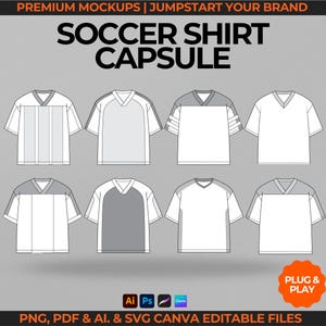 Soccer Jersey Mockup Bundle Football Jersey Vector Mockup Streetwear Mockup Streetwear Vector Tech Pack Template Football Shirt Template