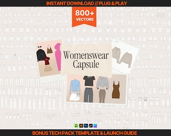 800+ Womens Streetwear Vectors + BONUS Tech Pack Template + Launch Guide Clothing Mockup Fashion Flat Clothing Vector Hoodie Fashion Drawing