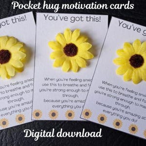 Descarga instantánea de archivos PDF: Tarjetas de bolsillo para imprimir. Plantillas comerciales y abrazos de bolsillo para proveedores. ¡Tú puedes! Tarjetas de motivación, poemas de abrazos, regalos