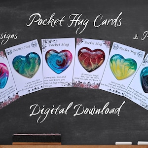 Descarga instantánea de archivos PDF: Tarjetas de bolsillo imprimibles con 2 poemas diferentes. Plantillas comerciales y abrazos de bolsillo para proveedores.