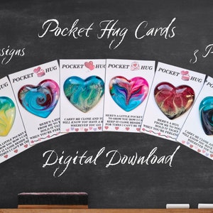 Descarga instantánea de archivos PDF: Tarjetas de bolsillo imprimibles con 3 poemas diferentes. Plantillas comerciales y abrazos de bolsillo para proveedores.