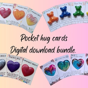 Descarga instantánea de archivos PDF: Tarjetas de bolsillo imprimibles. Plantillas comerciales de Bundle Hugs y Pocket Hugs para proveedores.