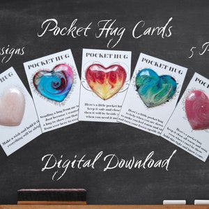 Descarga instantánea de archivos PDF: Tarjetas de bolsillo imprimibles 5 poemas diferentes 5 diseños. Plantillas comerciales y abrazos de bolsillo para proveedores. poemas de abrazo