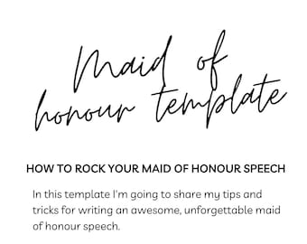 Maid of Honour Speech Template - Wedding Speech Checklist - Wedding Bridal Party Digital Download
