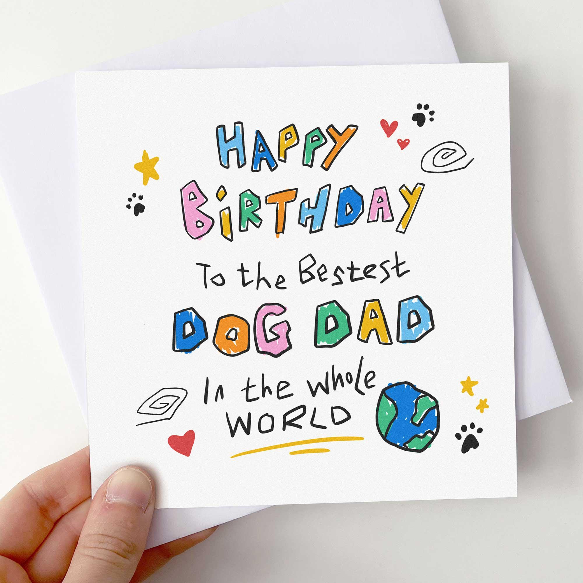 Dog Dad Birthday Day Card From Dogs, Birthday Card for Him From the Cat ...