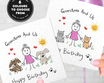 Pet Grandma and Us Birthday Card From Dogs From Cats, Dog Grandparent Birthday Card, Cat Grandma Birthday Gift, Grandma Gift From Pets