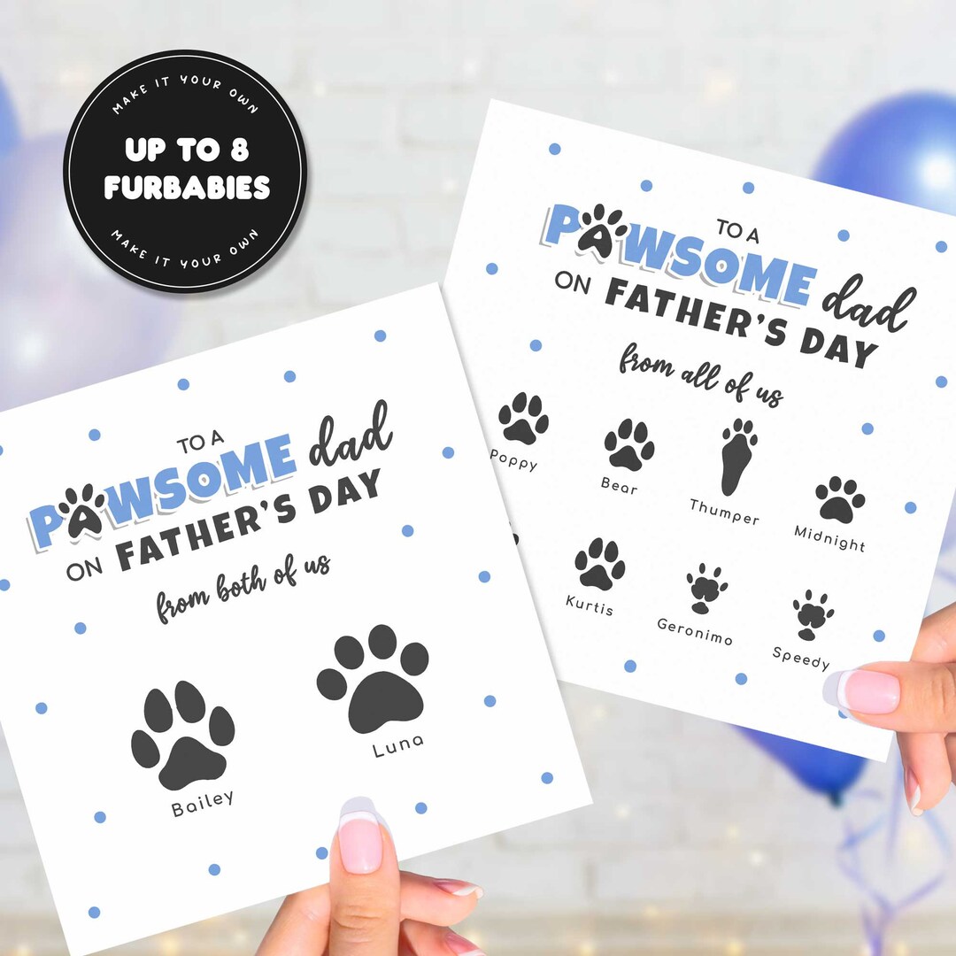 Personalised Fathers Day Card From Pets, Gift From Dogs, Gift From Cats ...