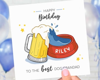 Birthday Card From The Dog For Grandad - Personalised Card from Dog, Best Dog Grandpa Birthday Card, Gift From Grand Dog