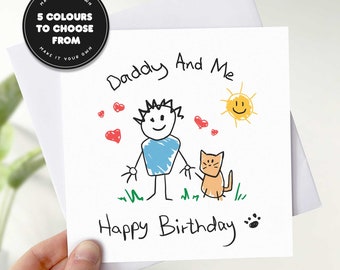 Cat Daddy & Me Birthday Card From Cat, Cat Dad Birthday Card For Him, Cat Father Birthday Gift, Funny Cat Dad Card