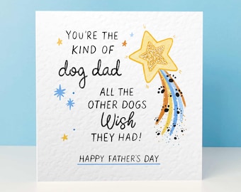 Cute Dog Dad Fathers Day Card From The Dog, Star Paw Print Card, Pet Lover Gift For Him