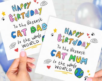 From The Cat Birthday Card - Best In The World, Best Cat Dad Card, Best Cat Mum Card, Cat Lover Card, Birthday Gift From Cats