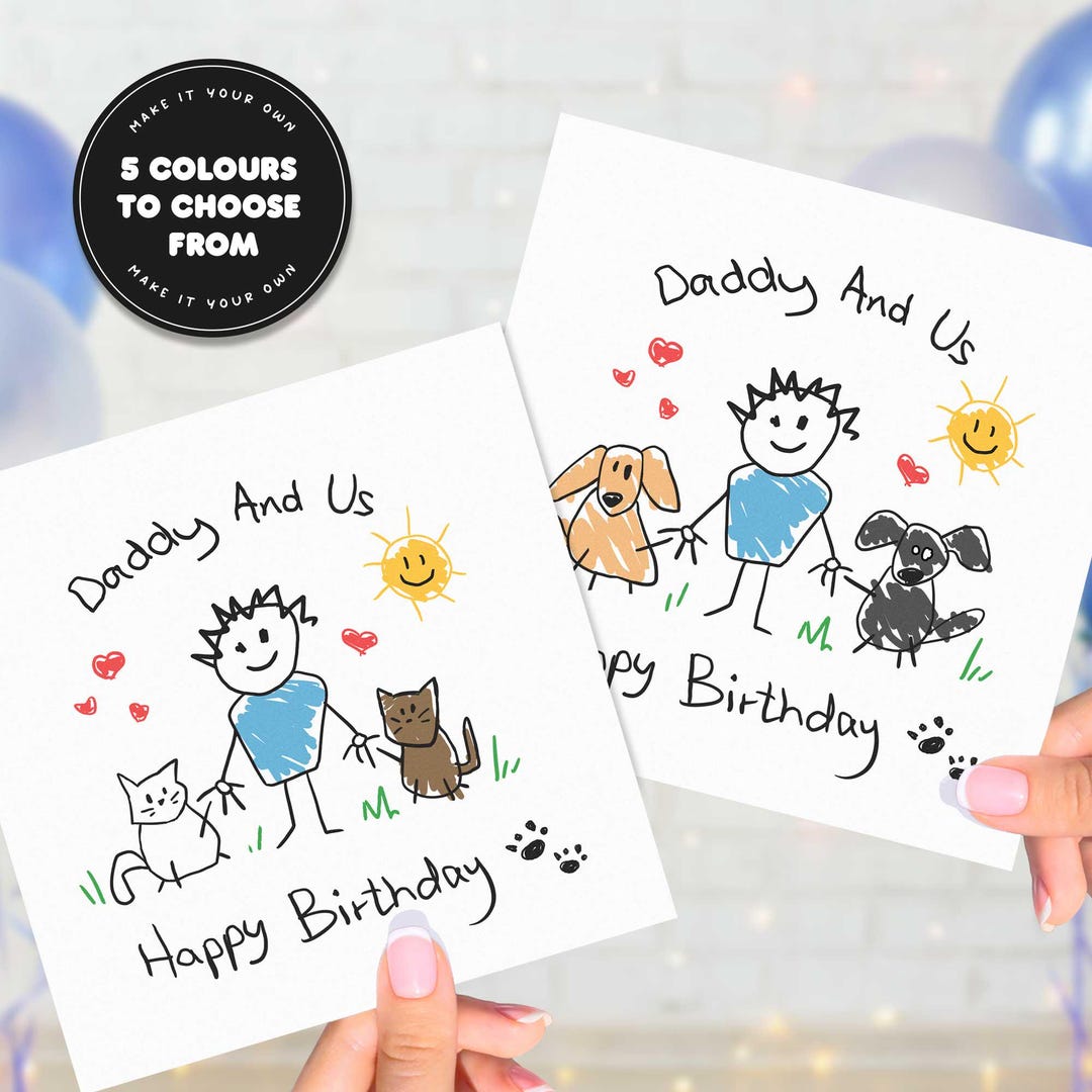 Pet Dad & Us Birthday Card From Dogs From Cats, Dog Dad Birthday Card ...