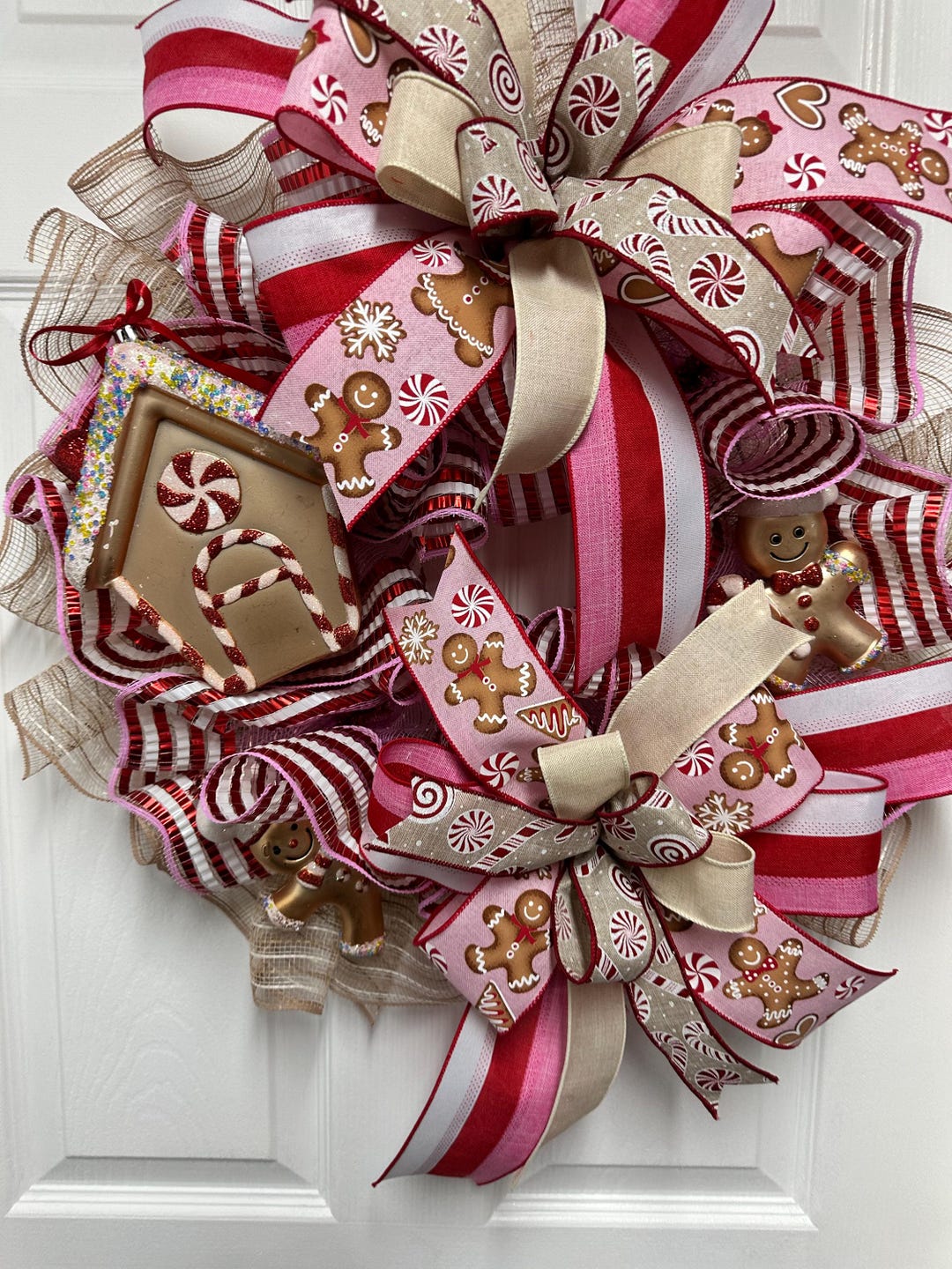 Gingerbread House Wreath, Holiday Door Decor, Deco Mesh - Etsy
