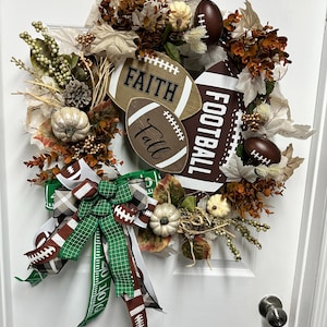 Football wreath, football, sports fan, game room, wall decor, door wreath