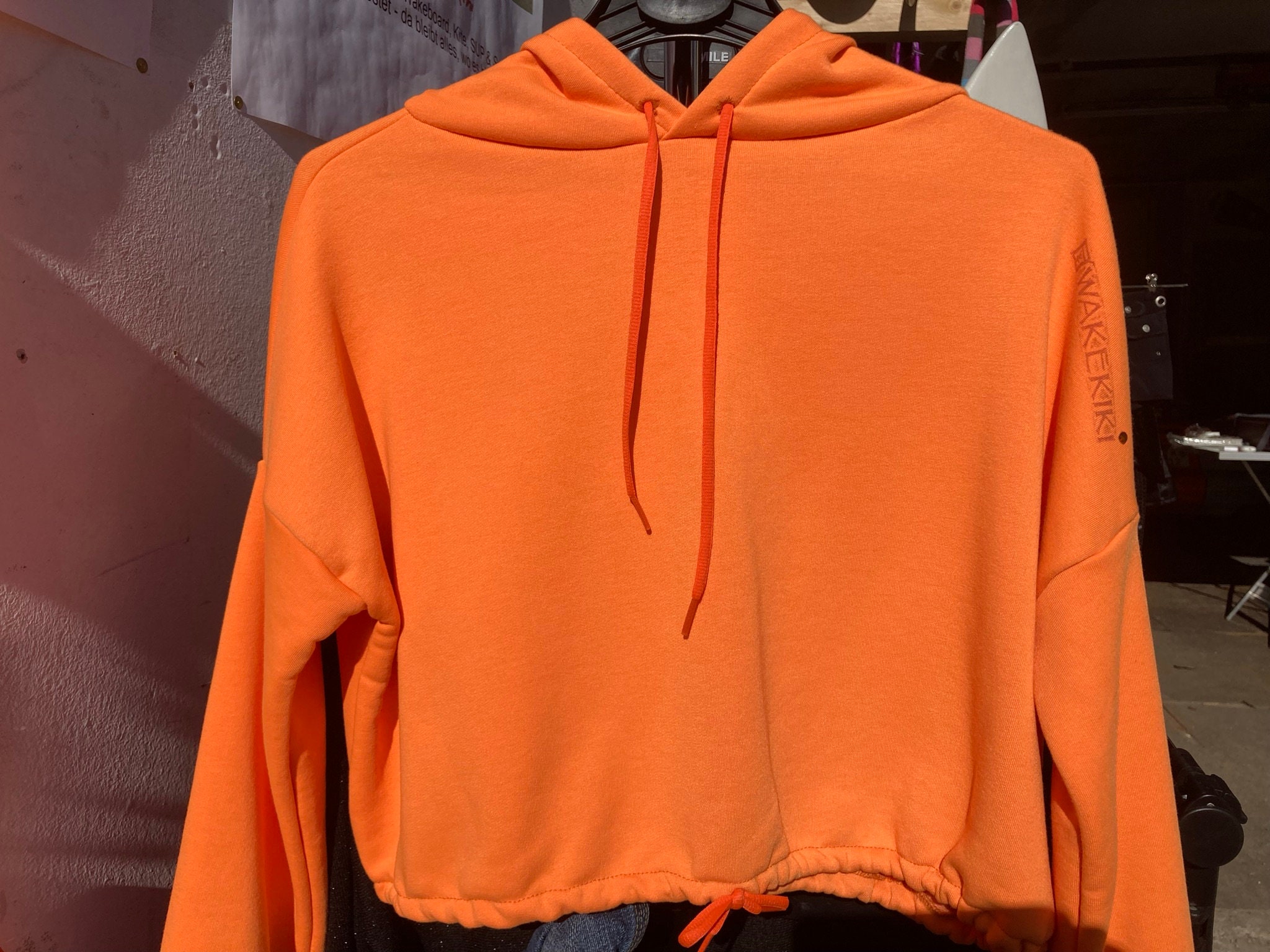 Neon orange cropped hoodie 2025