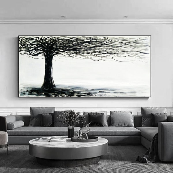 Large original living room hand-painted minimalist abstract landscape acrylic oil painting on canvas