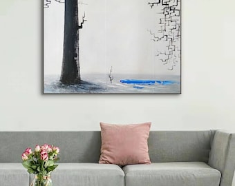 Original Abstract Tree Acrylic Painting Modern Decor Minimalist Oil Painting Living Room Wall Decor Painting Hand Painting on Canvas