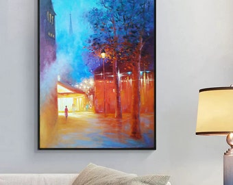 Paris street view abstract oil painting modern large art mural decorative oil painting on oil painting