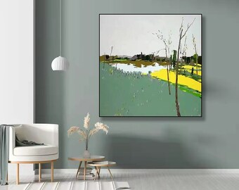 pastoral scenery Large canvas oil painting abstract art natural landscape oil painting living room painting